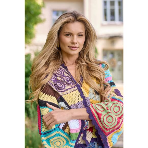 New SAACHI Colorful Crochet Cotton Cardigan Jacket - Picture 1 of 8